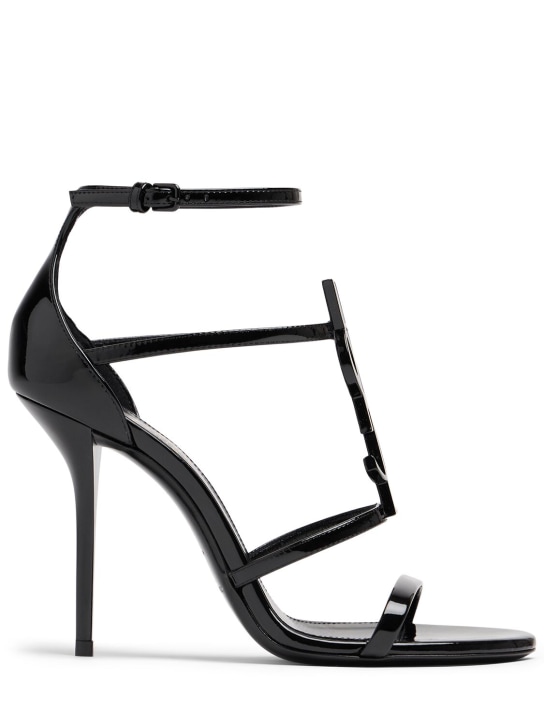 Saint Laurent: 110mm Cassandra patent leather sandals - Black - women_0 | Luisa Via Roma