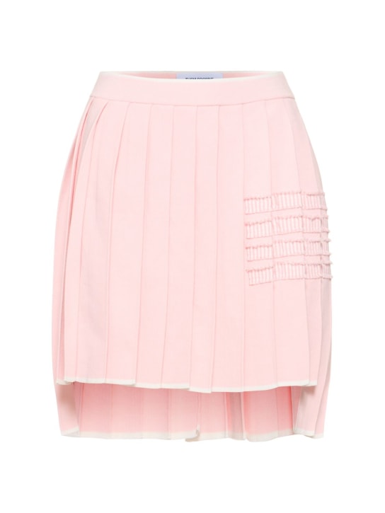 Thom Browne: Pleated cotton knit mini skirt - Pink - women_0 | Luisa Via Roma