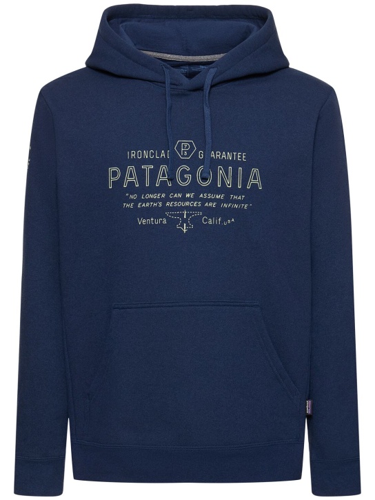 Patagonia: Recycled cotton blend hoodie - Lagom Blue - men_0 | Luisa Via Roma