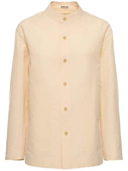 AURALEE: Linen & cotton long sleeve shirt - Ecru - women_0 | Luisa Via Roma