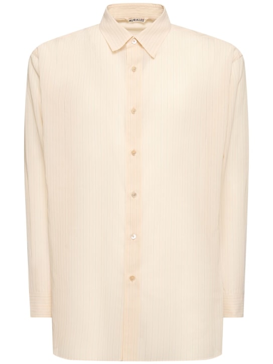 AURALEE: Striped cotton organza shirt - Beige - men_0 | Luisa Via Roma