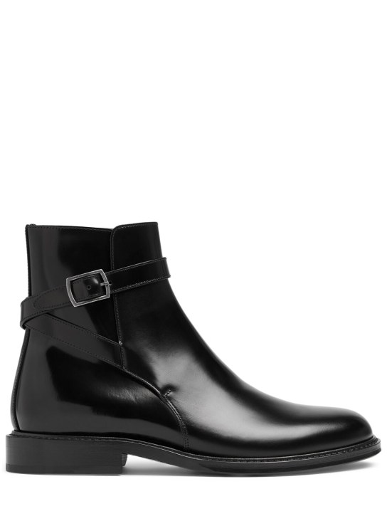 Saint Laurent: 20mm Army brushed leather ankle boots - Black - women_0 | Luisa Via Roma