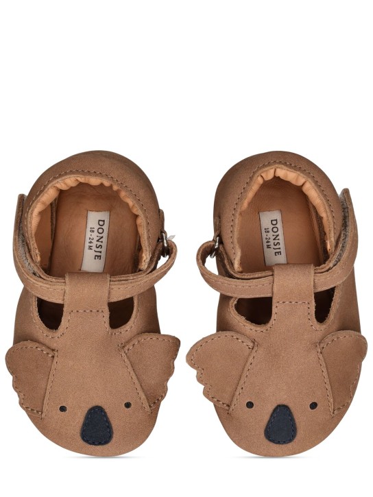 Donsje: Koala leather pre-walker shoes - Brown - kids-girls_1 | Luisa Via Roma