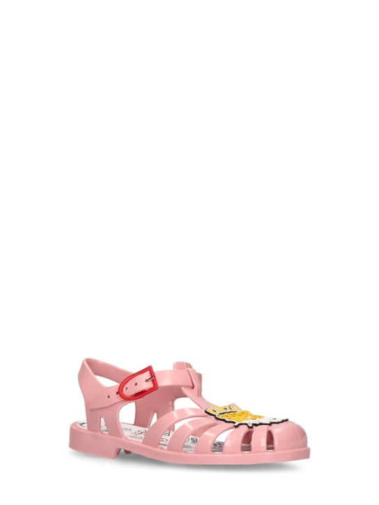 Kenzo Kids: Sandales en PVC avec patch logo - Rose - kids-girls_1 | Luisa Via Roma