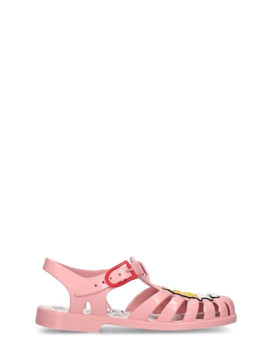 Kenzo Kids: Sandales en PVC avec patch logo - Rose - kids-girls_0 | Luisa Via Roma