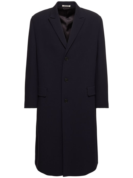 AURALEE: Double-woven wool Chesterfield coat - Navy - men_0 | Luisa Via Roma