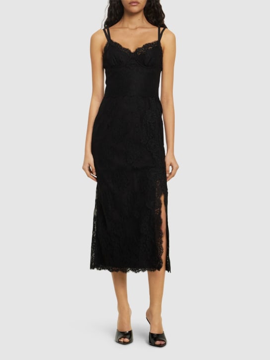 Dolce&Gabbana: Chantilly lace midi dress - Black - women_1 | Luisa Via Roma