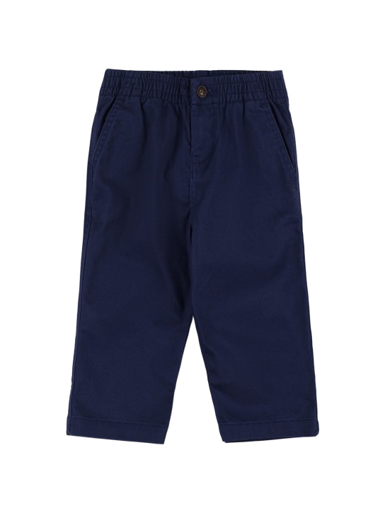 Ralph Lauren: Pantalones de sarga de algodón stretch - Azul Oscuro - kids-boys_0 | Luisa Via Roma