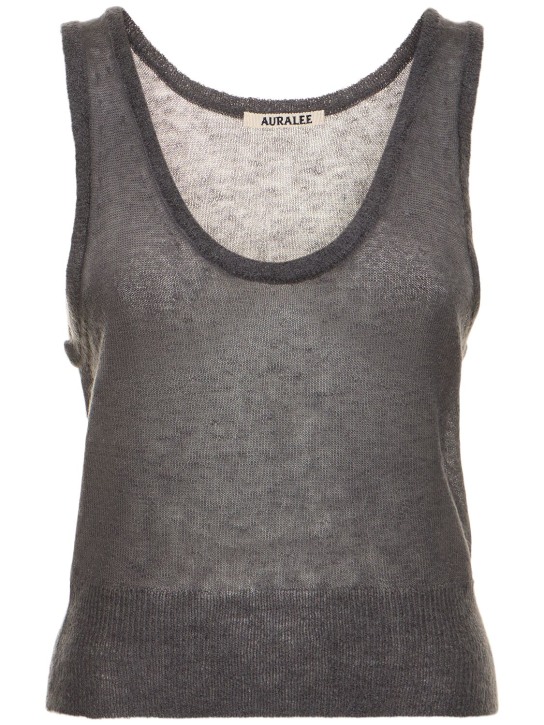 AURALEE: Mohair & wool knit tank top - Grey - women_0 | Luisa Via Roma