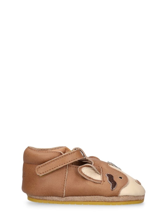 Donsje: Cat leather pre-walker shoes - Beige - kids-girls_0 | Luisa Via Roma