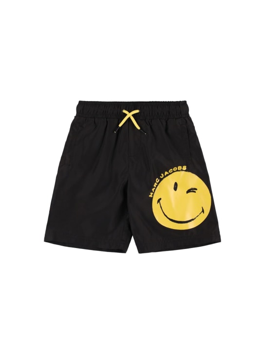 Marc Jacobs: SmileyWorld nylon boardshorts - Black - kids-boys_0 | Luisa Via Roma