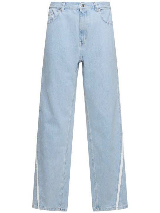 Axel Arigato: Studio Stripe cotton denim jeans - Light Blue - men_0 | Luisa Via Roma