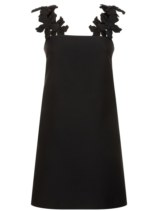 Valentino: Vestido corto de crepé bordado - Negro - women_0 | Luisa Via Roma