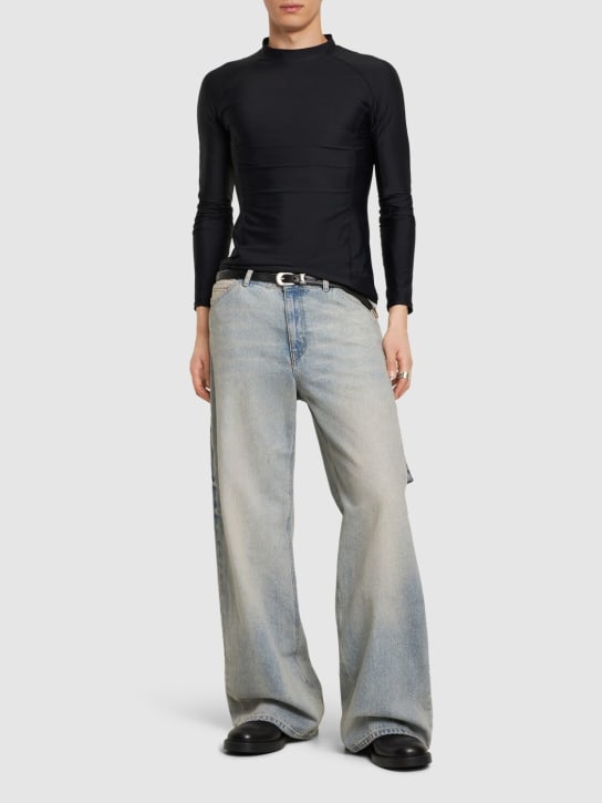 Courreges: Jeans larghi in denim di cotone - Blu - men_1 | Luisa Via Roma