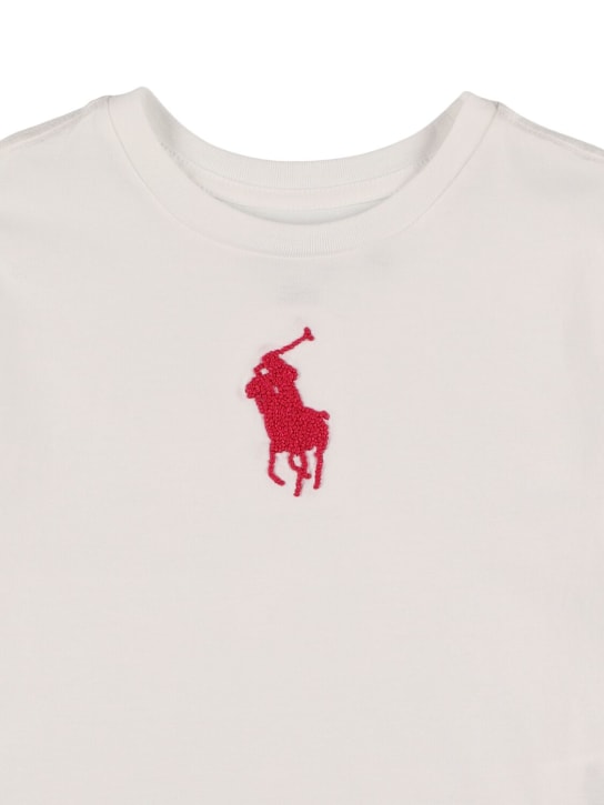 Ralph Lauren: Camiseta de jersey de algodón con logo bordado - Blanco - kids-girls_1 | Luisa Via Roma