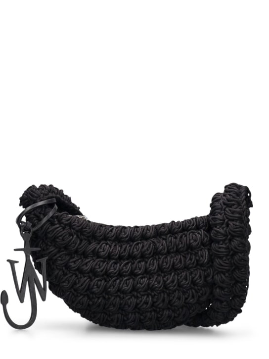 JW Anderson: Popcorn Sling crochet shoulder bag - Black - women_0 | Luisa Via Roma