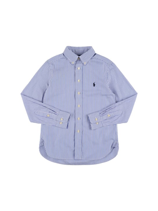 Ralph Lauren: Hemd aus Baumwollpopeline mit Logostickerei - Hellblau - kids-boys_0 | Luisa Via Roma