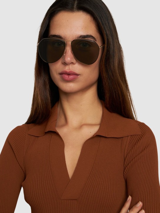 Etro: Luxury metal aviator sunglasses - Gold/Green - women_1 | Luisa Via Roma