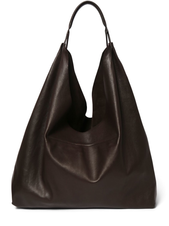 The Row: Bindle leather tote bag - Dark Brown/Blk - women_0 | Luisa Via Roma