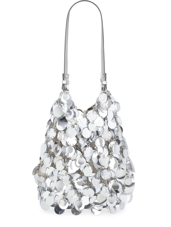 Rabanne: Sparkle hobo shoulder bag - Silver - women_0 | Luisa Via Roma