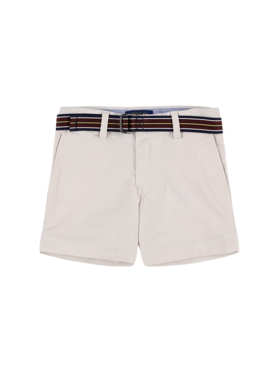 Ralph Lauren: Shorts de sarga de algodón stretch - Blanco - kids-boys_0 | Luisa Via Roma