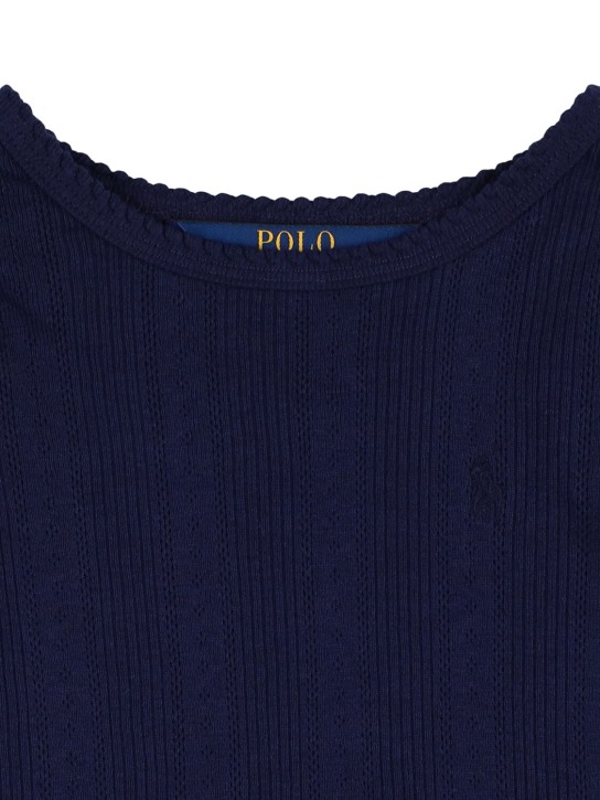 Polo Ralph Lauren: Vestido de algodón pointelle - Azul Oscuro - kids-girls_1 | Luisa Via Roma