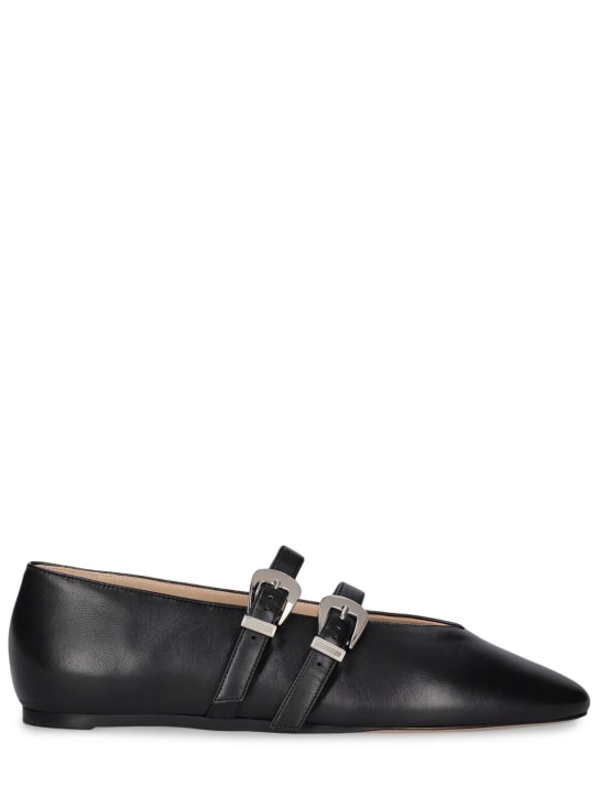 Le Monde Beryl: 10mm Claudia leather slippers - Black - women_0 | Luisa Via Roma