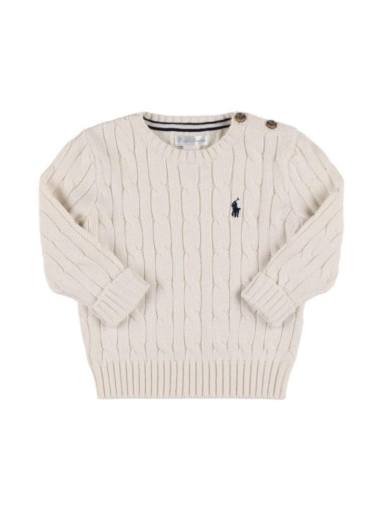 Ralph Lauren: Suéter de punto de algodón - Blanco - kids-boys_0 | Luisa Via Roma