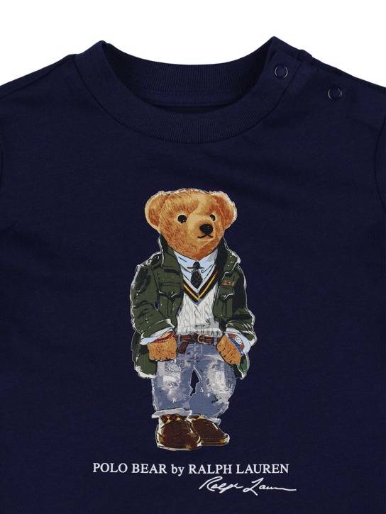 Ralph Lauren: T-shirt in jersey di cotone stampato - Blu Scuro - kids-boys_1 | Luisa Via Roma
