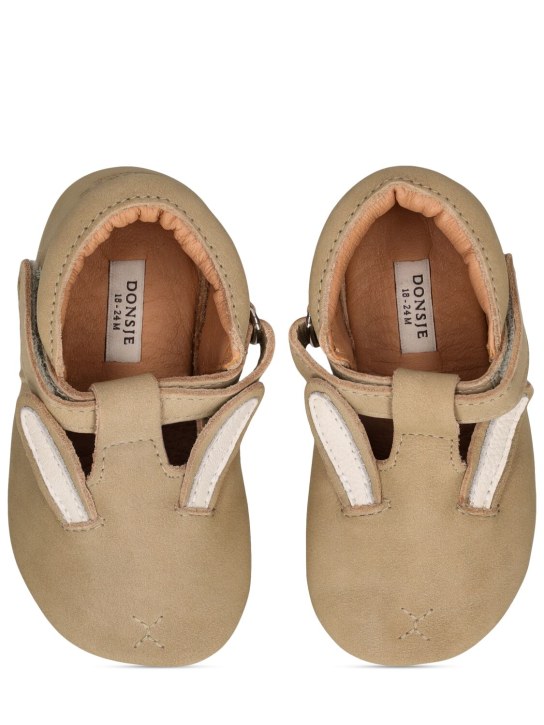 Donsje: Bunny leather pre-walker shoes - Beige - kids-boys_1 | Luisa Via Roma