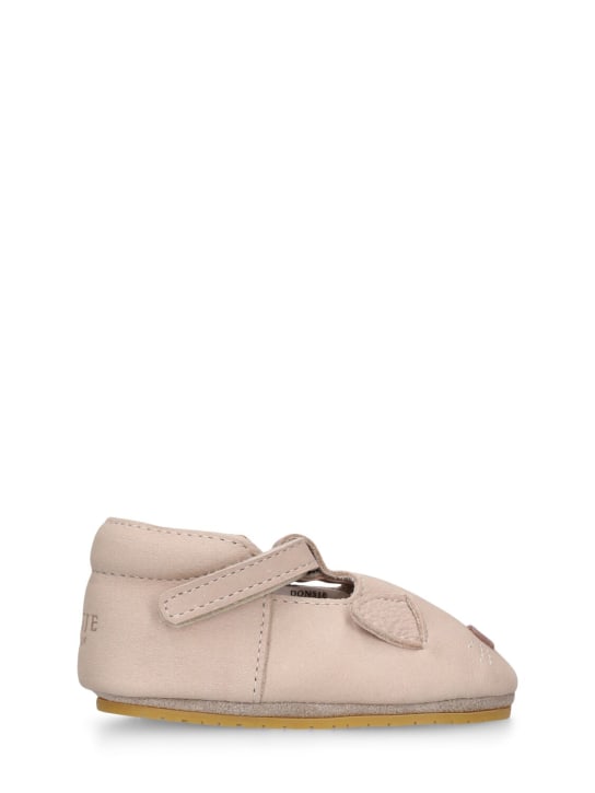 Donsje: Cat leather pre-walker shoes - Pink - kids-girls_0 | Luisa Via Roma