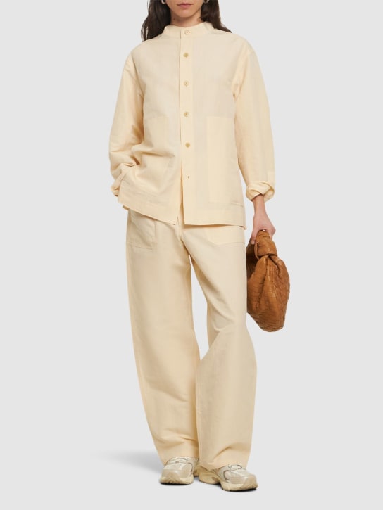 AURALEE: Linen & cotton long sleeve shirt - Ecru - women_1 | Luisa Via Roma