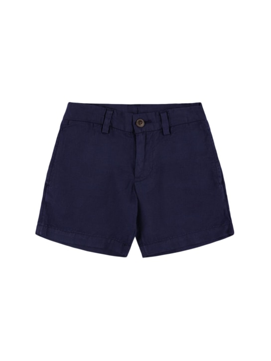 Ralph Lauren: Shorts in twill di lino e cotone - Blu Scuro - kids-boys_0 | Luisa Via Roma
