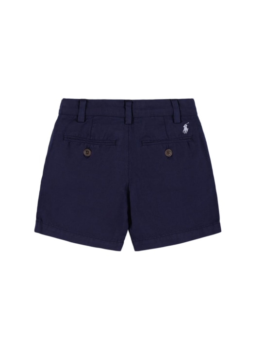 Ralph Lauren: Shorts in twill di lino e cotone - Blu Scuro - kids-boys_1 | Luisa Via Roma