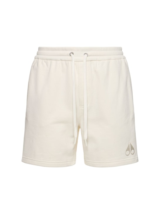 Moose Knuckles: Clyde cotton shorts - Beige/White - men_0 | Luisa Via Roma