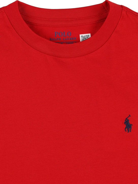 Ralph Lauren: Camiseta de jersey de algodón con logo bordado - Rojo - kids-girls_1 | Luisa Via Roma