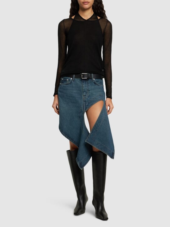 Y/PROJECT: Denim asymmetric mini skirt - Blue - women_1 | Luisa Via Roma