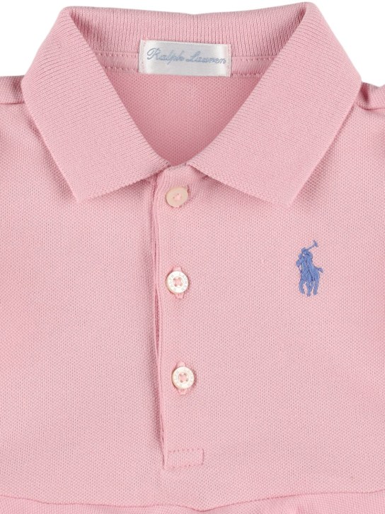 Ralph Lauren: Cotton blend romper w/ logo - Rosa - kids-girls_1 | Luisa Via Roma