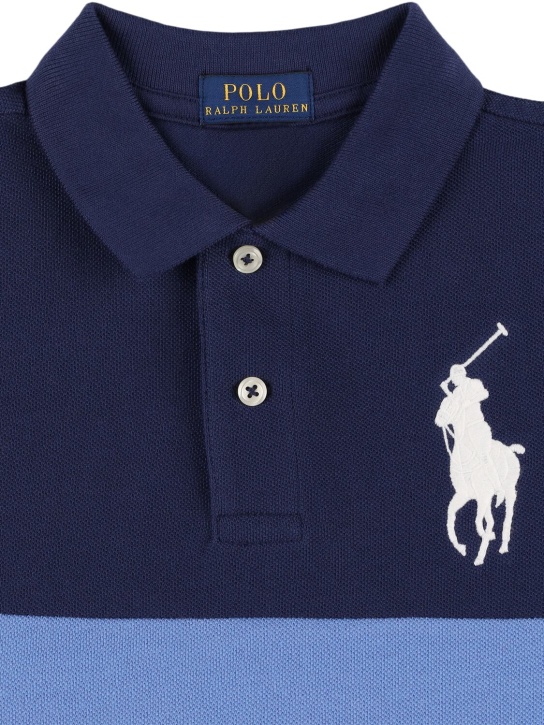 Ralph Lauren: Polo en piqué à logo brodé - Bleu Foncé - kids-boys_1 | Luisa Via Roma