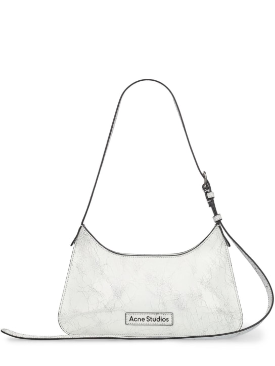 Acne Studios: Mini Platt crackle leather shoulder bag - White - women_0 | Luisa Via Roma
