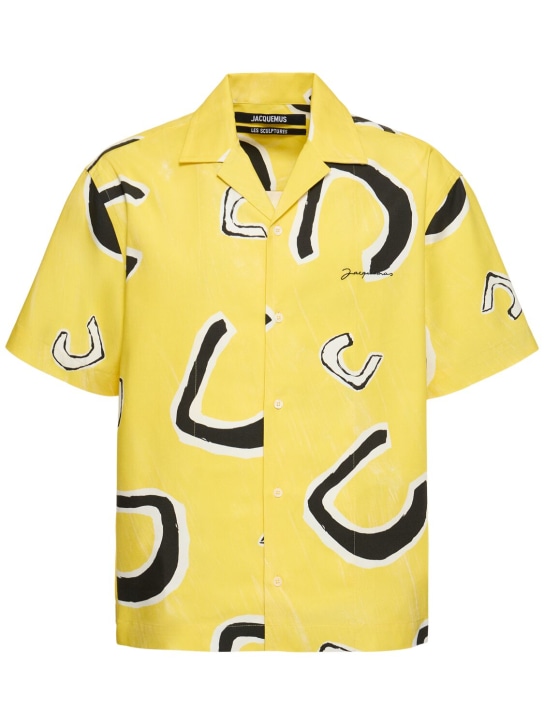 Jacquemus: La Chemise short sleeved shirt - Yellow - men_0 | Luisa Via Roma