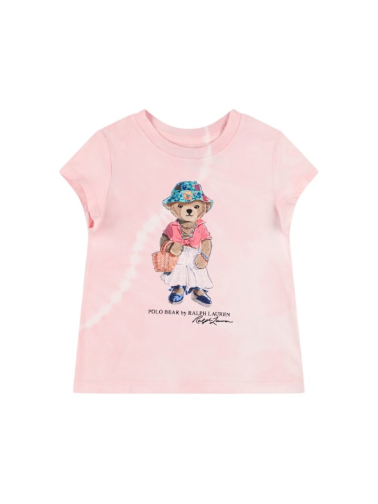 Polo Ralph Lauren: T-shirt in jersey di cotone stampato - Rosa - kids-girls_0 | Luisa Via Roma