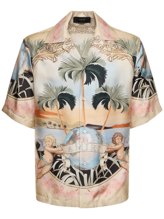 Amiri: Cherub print silk twill s/s shirt - Multicolor - men_0 | Luisa Via Roma