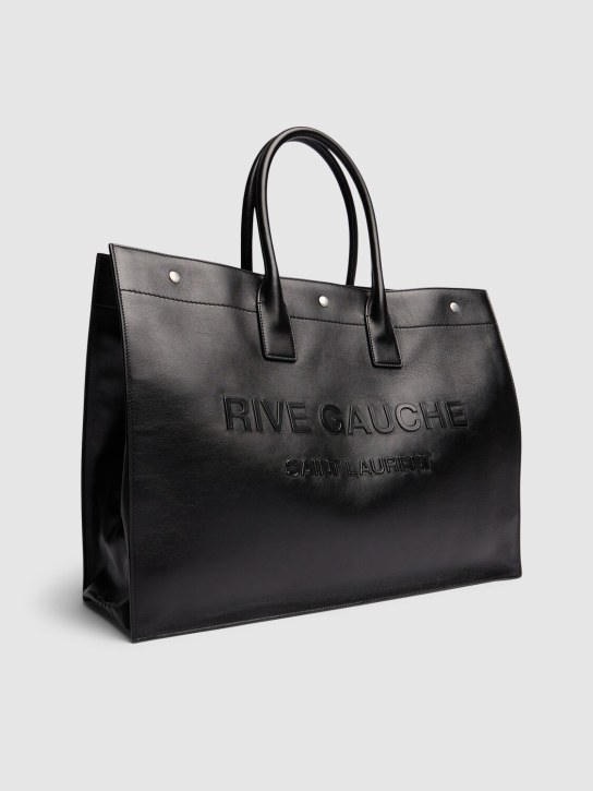 Saint Laurent: Large Rive Gauche leather tote bag - Black - women_1 | Luisa Via Roma