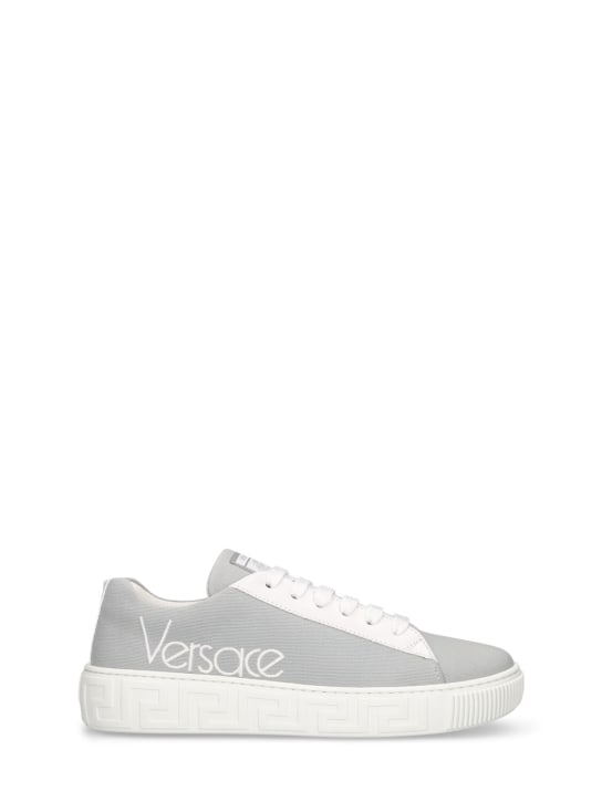 Versace: Leather lace-up sneakers - kids-girls_0 | Luisa Via Roma