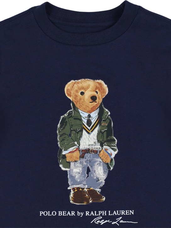 Ralph Lauren: T-shirt in jersey di cotone stampato - Blu Scuro - kids-boys_1 | Luisa Via Roma