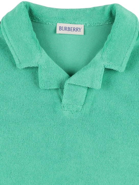 Burberry: Polohemd aus Baumwolle mit Logo - Grün - kids-boys_1 | Luisa Via Roma
