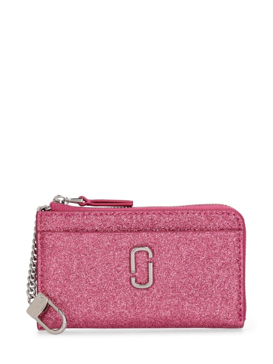 Marc Jacobs: Portefeuille en cuir à logo The Glitter - Lipstick Pink - women_0 | Luisa Via Roma