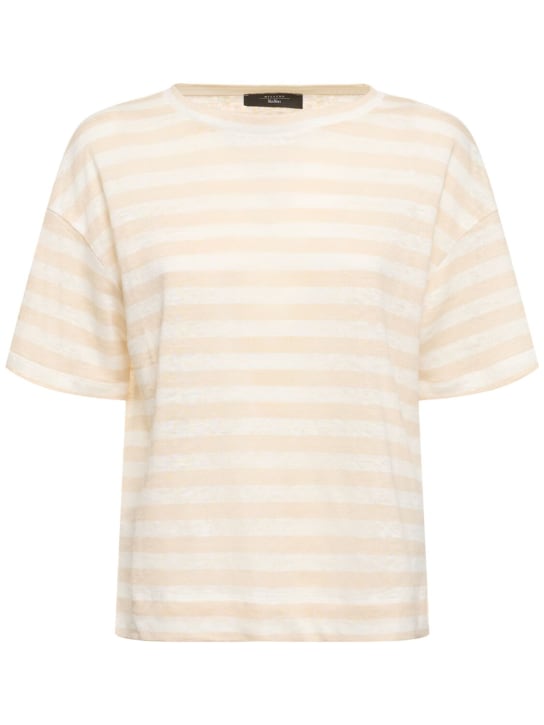 Weekend Max Mara: T-shirt Falla in jersey di lino a righe - Bianco/Beige - women_0 | Luisa Via Roma