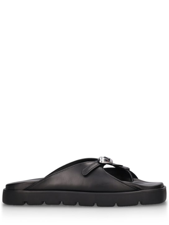 Alexander Wang: 20mm Dome leather flatform sandals - Black - women_0 | Luisa Via Roma